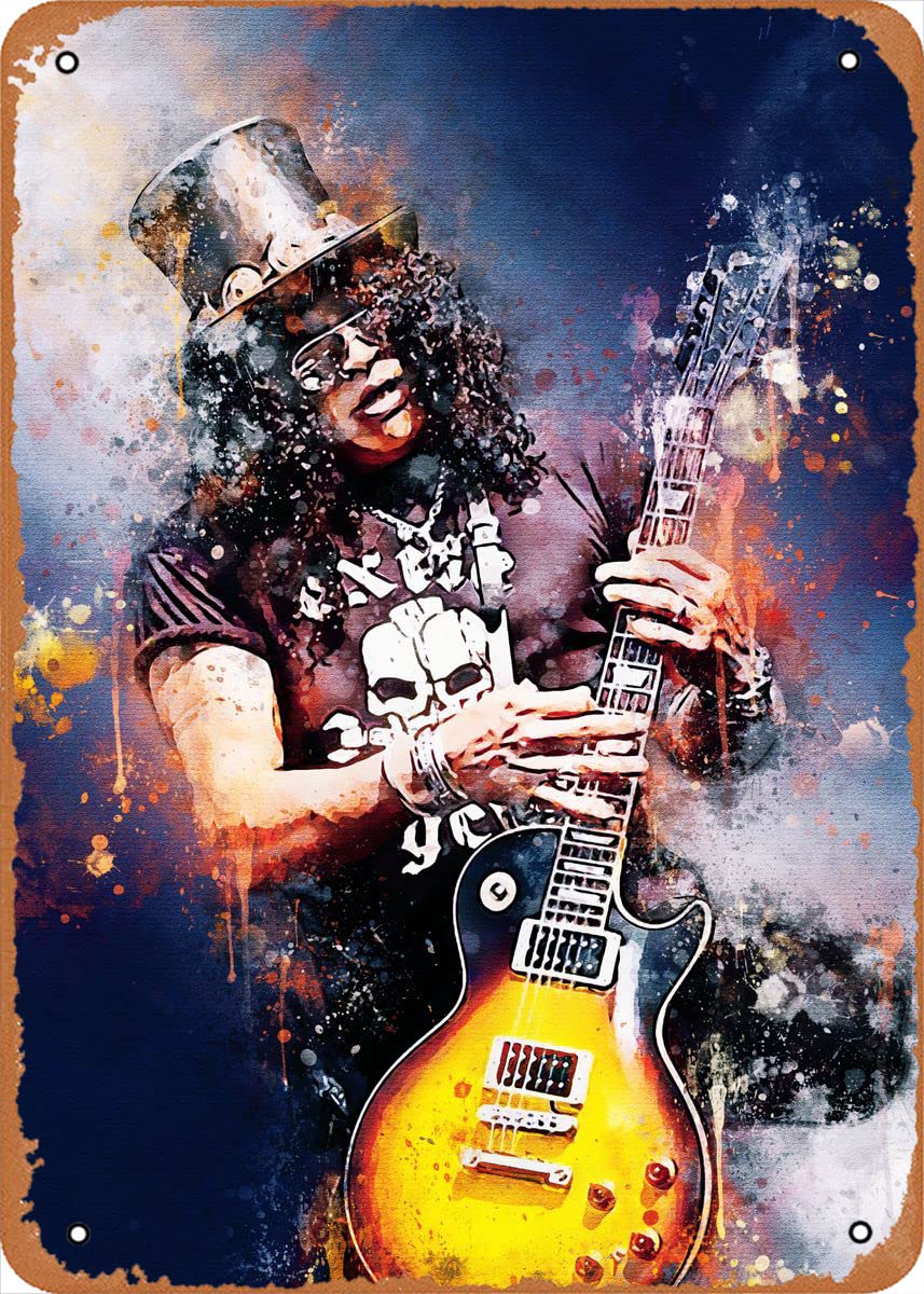 Legendary Guitarist Slash Watercolors vintage Metal Tin Sign